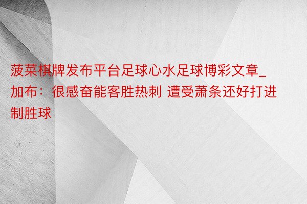 菠菜棋牌发布平台足球心水足球博彩文章_加布：很感奋能客胜热刺 遭受萧条还好打进制胜球