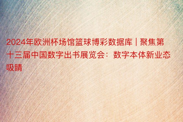 2024年欧洲杯场馆篮球博彩数据库 | 聚焦第十三届中国数字出书展览会：数字本体新业态吸睛